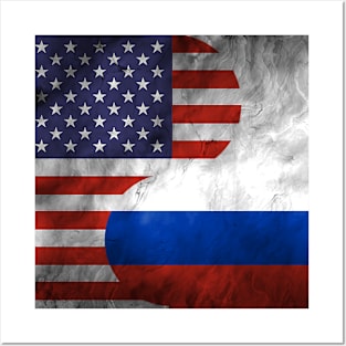 USA Russia Dual Yin Yang Flag Posters and Art